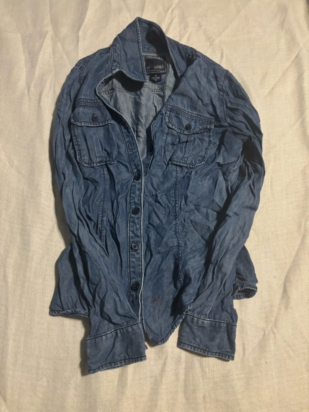 Women  Denim Button-Up Shirt Jacket - Blue